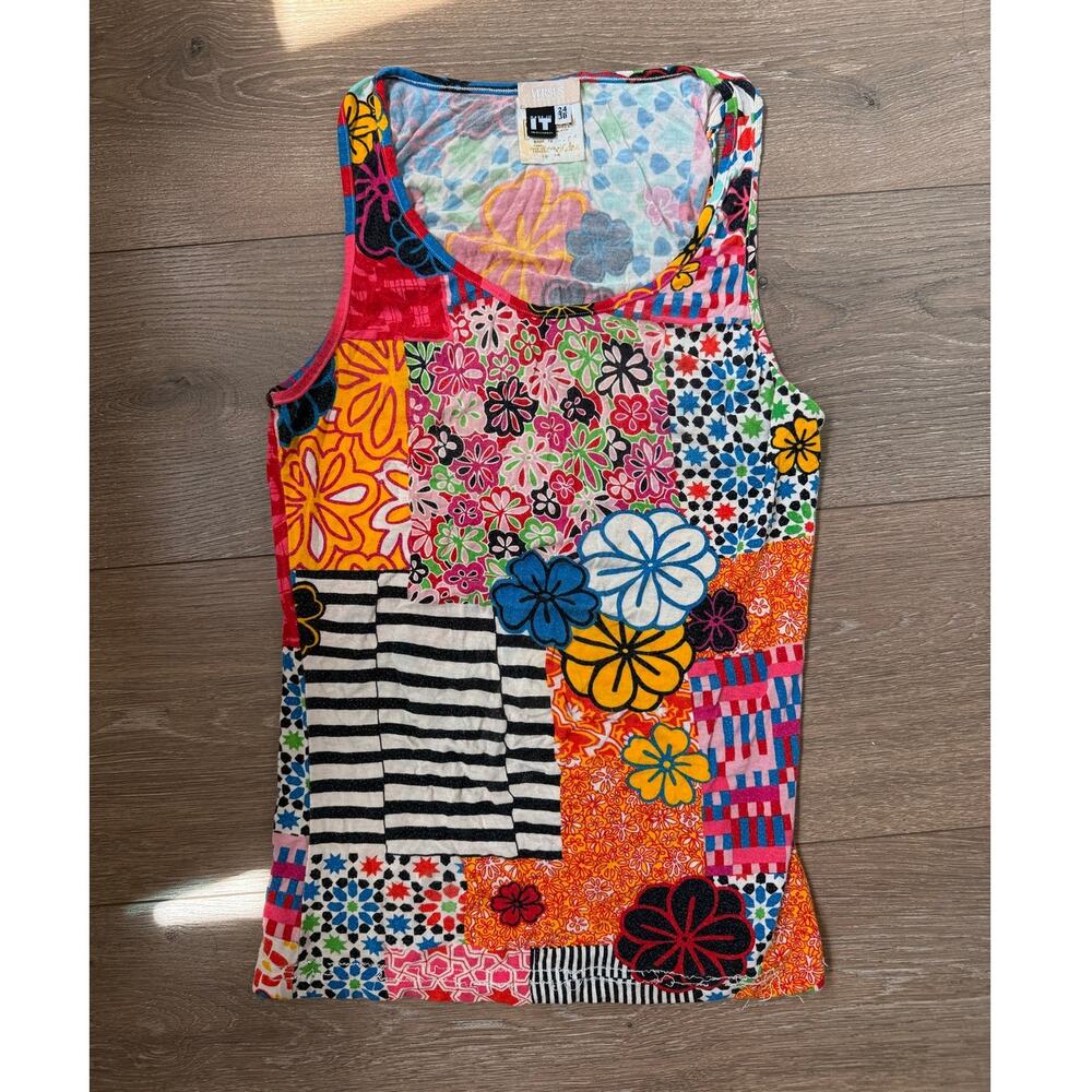 Versus Versace Vintage RARE HTF Whimsical Floral Sleeveless Tank All Over Print